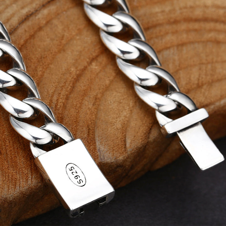10mm Sterling Silver Cuban Link Bracelet for Men
