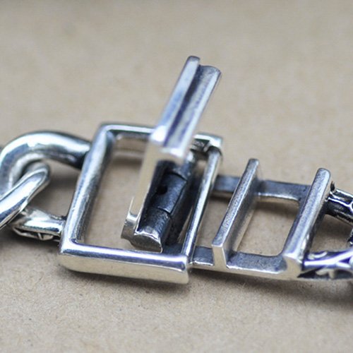 Men's Sterling Silver Cross Pattern Chain Bracelet