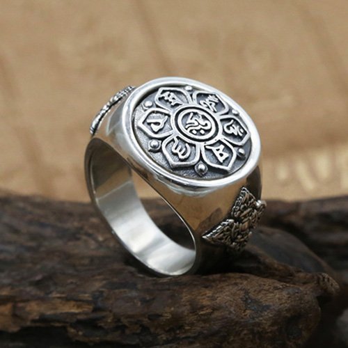 Men's Sterling Silver Six True Words Mantra Spinner Ring