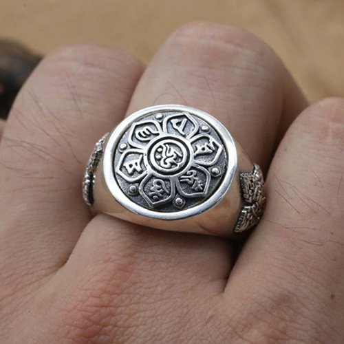 Men's Sterling Silver Six True Words Mantra Spinner Ring