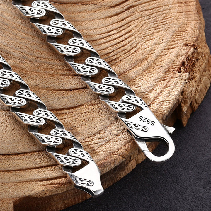 Men's Sterling Silver Ivy Pattern Cuban Link Chain