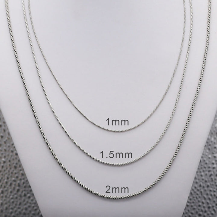 1-2 mm Sterling Silver Rope Chain 16"-24"