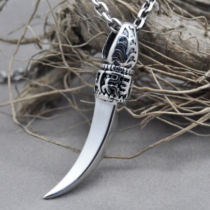 Men's Sterling Silver Wolf Tooth Pendant Necklace