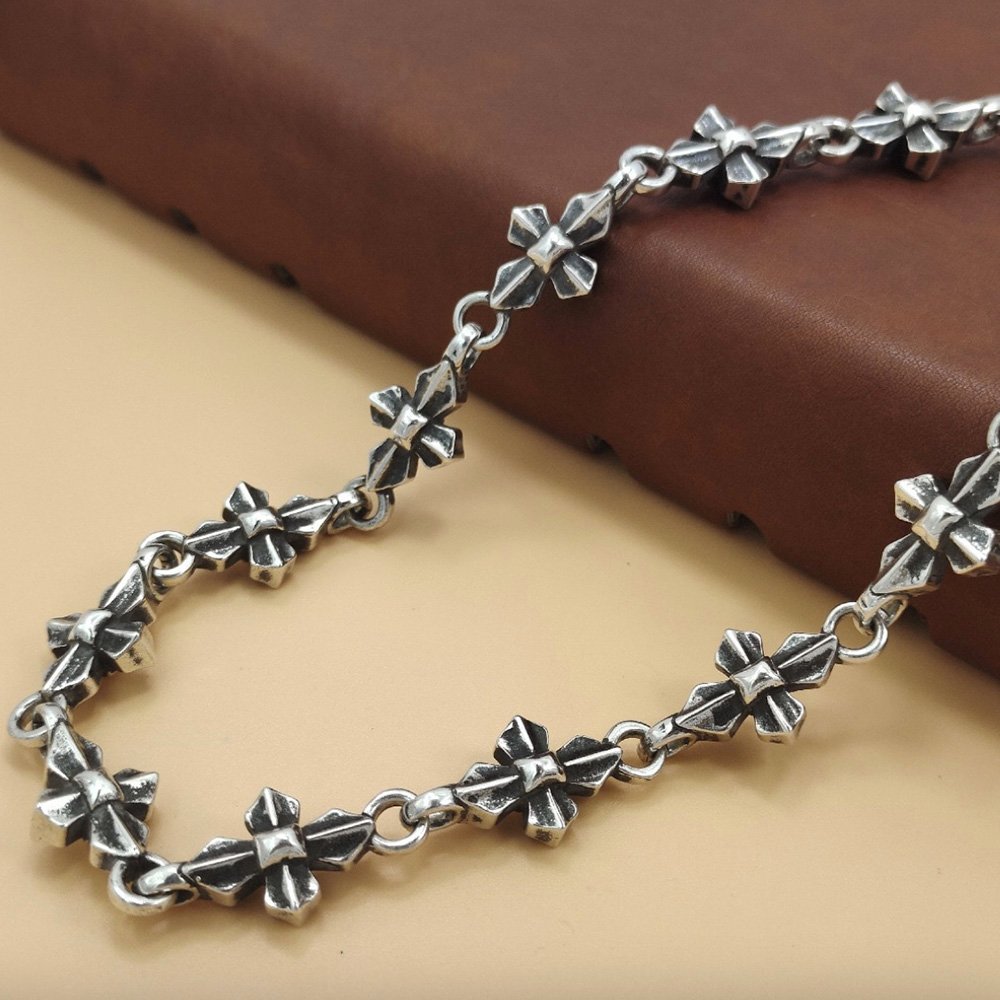 11 mm Men's Sterling Silver Cross Link Chain 20”