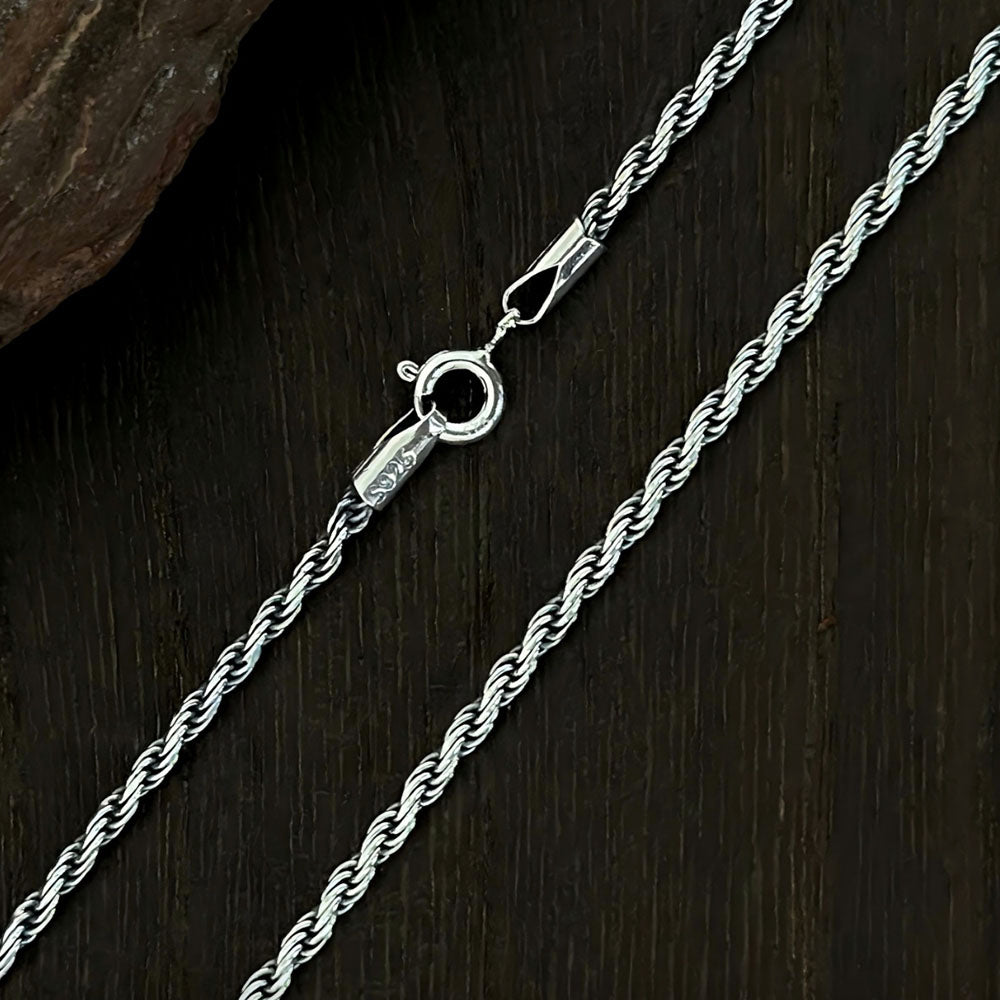 2-3mm Men's Sterling Silver Rope Chain 18"-32"
