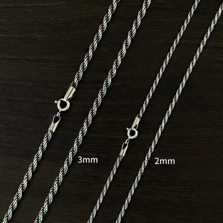2-3mm Men's Sterling Silver Rope Chain 18"-32"