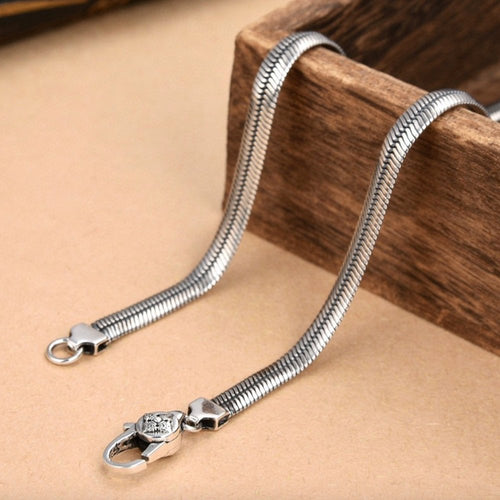 4.5 mm Men's Sterling Silver Flat Snake Chain 18”-24”