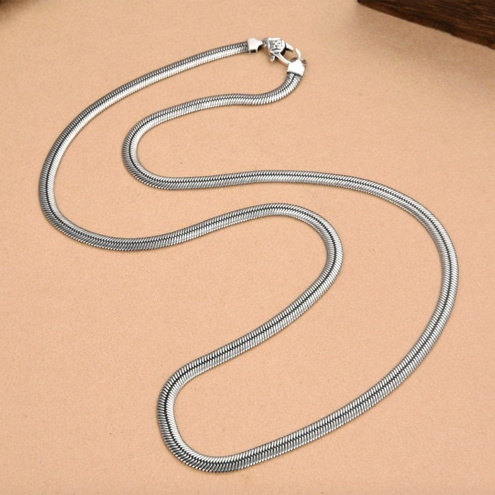 4.5 mm Men's Sterling Silver Flat Snake Chain 18”-24”