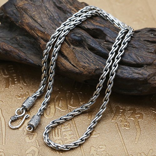 4 mm Men's Sterling Silver Parisian Wheat Chain 18”-26”