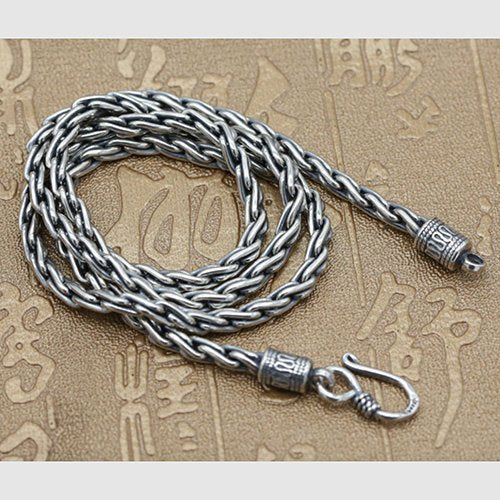 4 mm Men's Sterling Silver Parisian Wheat Chain 18”-26”