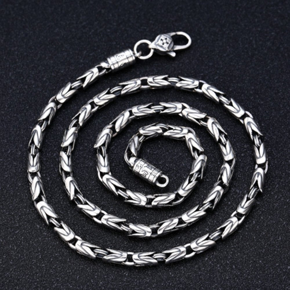 4 mm Men's Sterling Silver Vajra Clasp Byzantine Chain 20"-26"