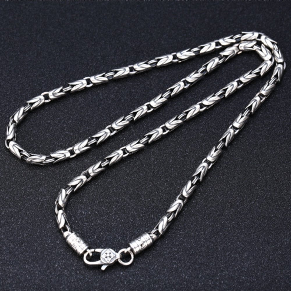 4 mm Men's Sterling Silver Vajra Clasp Byzantine Chain 20"-26"