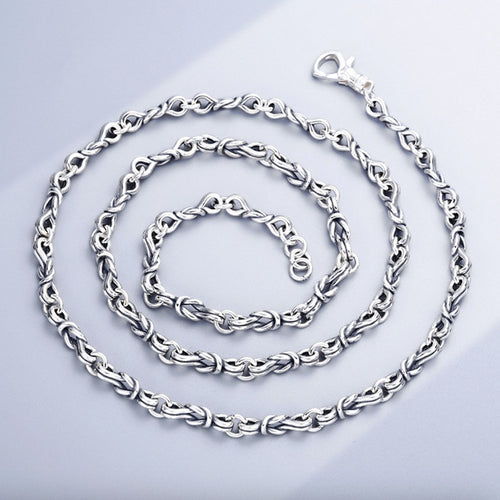 5 mm Men's Sterling Silver Knot Link Chain 20”-26"