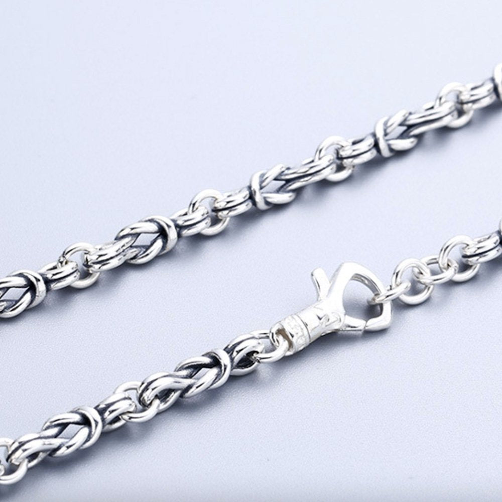 5 mm Men's Sterling Silver Knot Link Chain 20”-26"