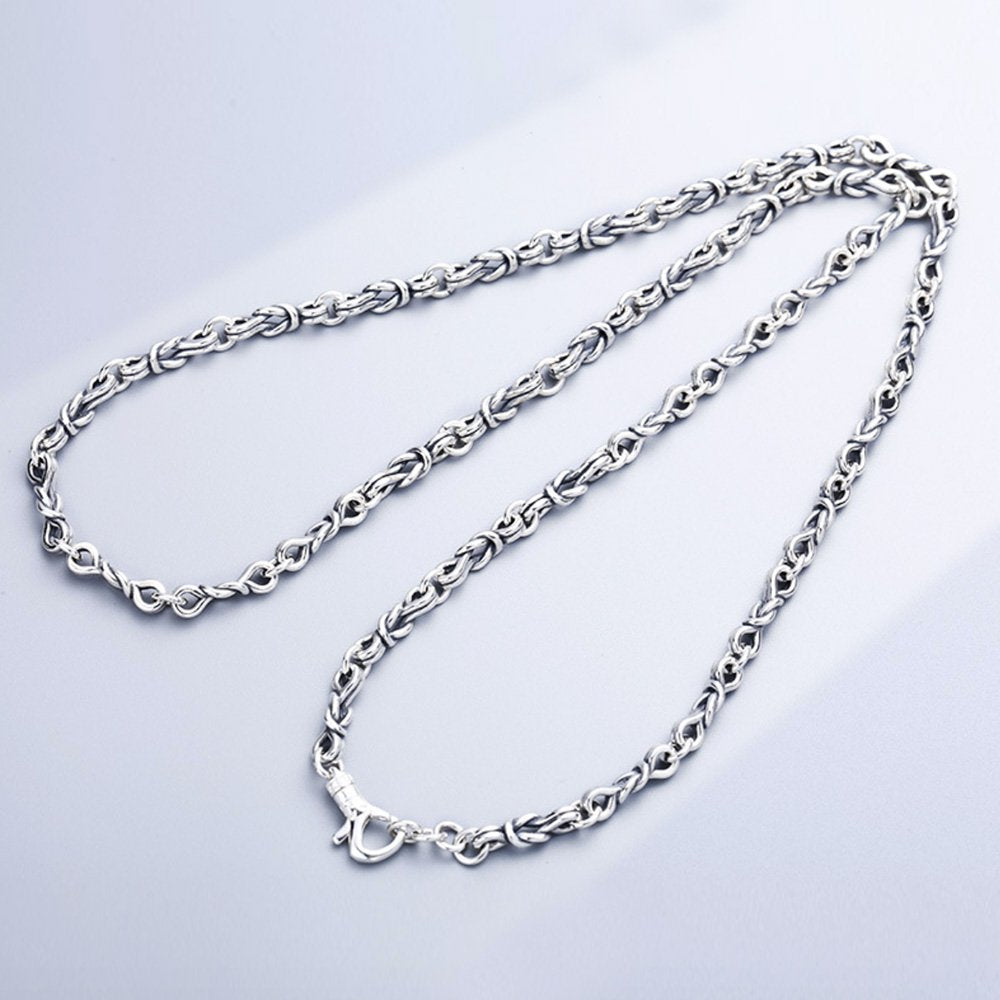 5 mm Men's Sterling Silver Knot Link Chain 20”-26"