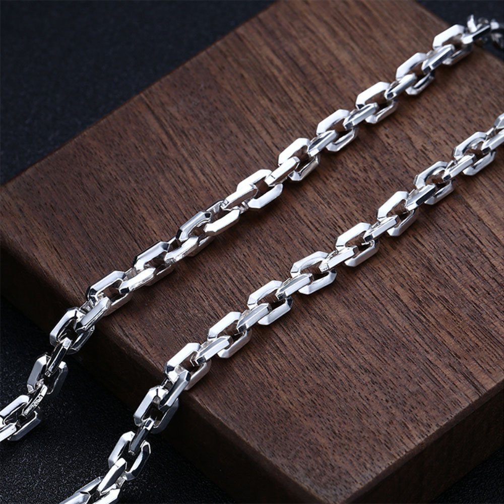 6 mm Men's Sterling Silver Anchor Link Chain 20”-28”