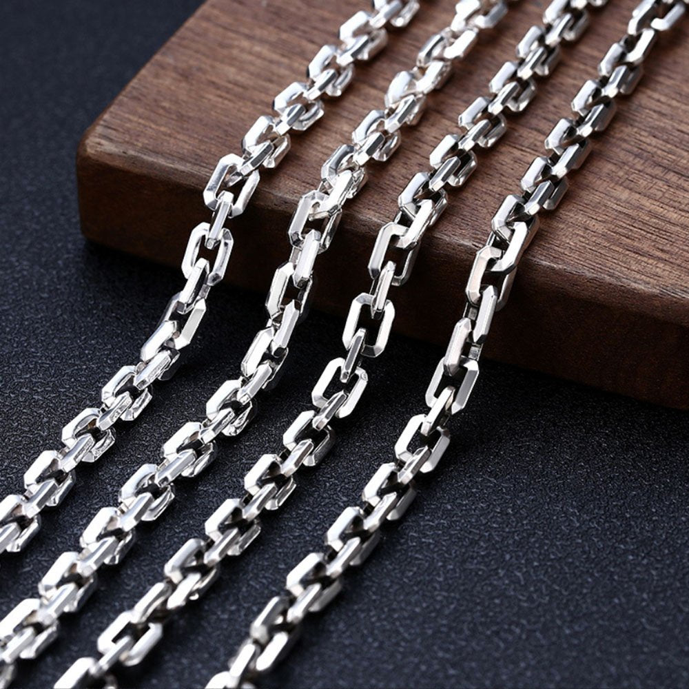 6 mm Men's Sterling Silver Anchor Link Chain 20”-28”