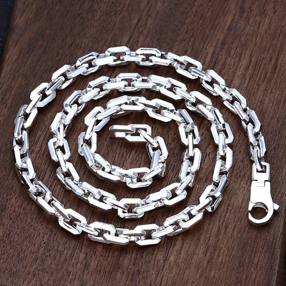 6 mm Men's Sterling Silver Anchor Link Chain 20”-28”