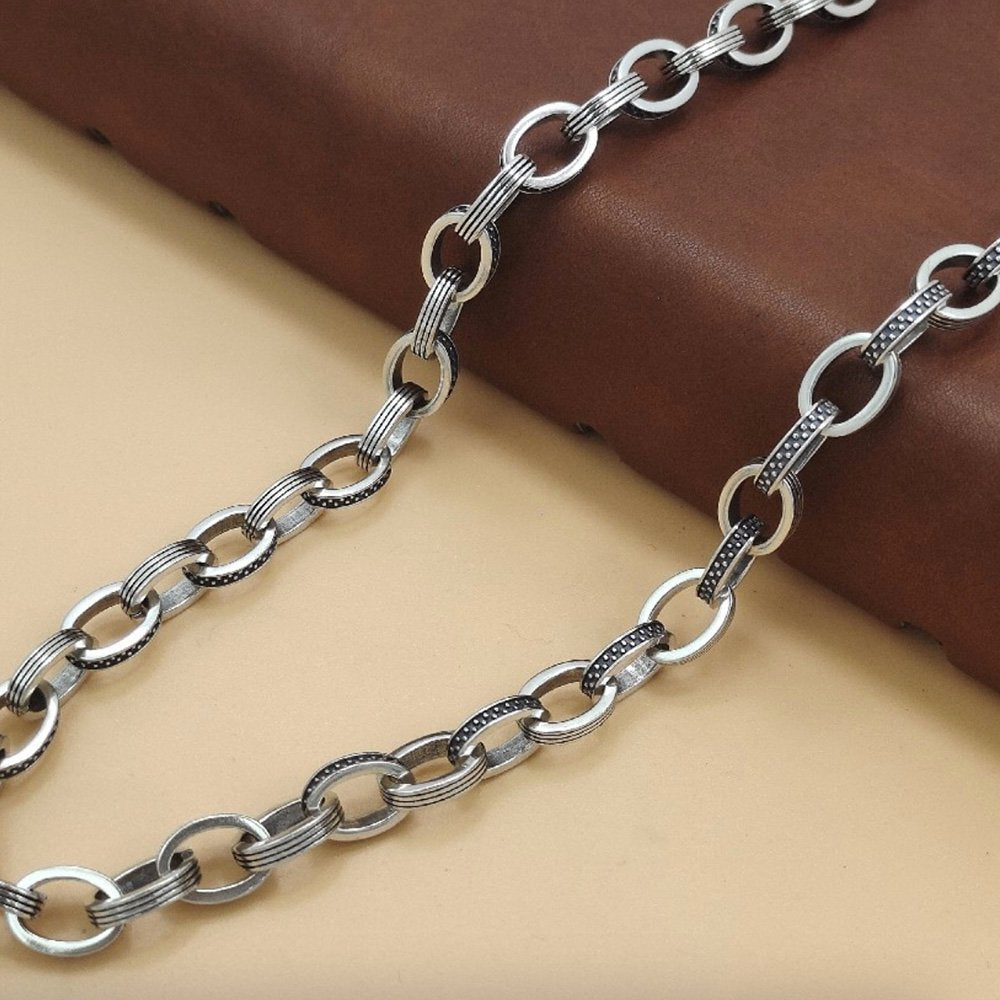 7 mm Men's Sterling Silver Oval Link Chain 20”