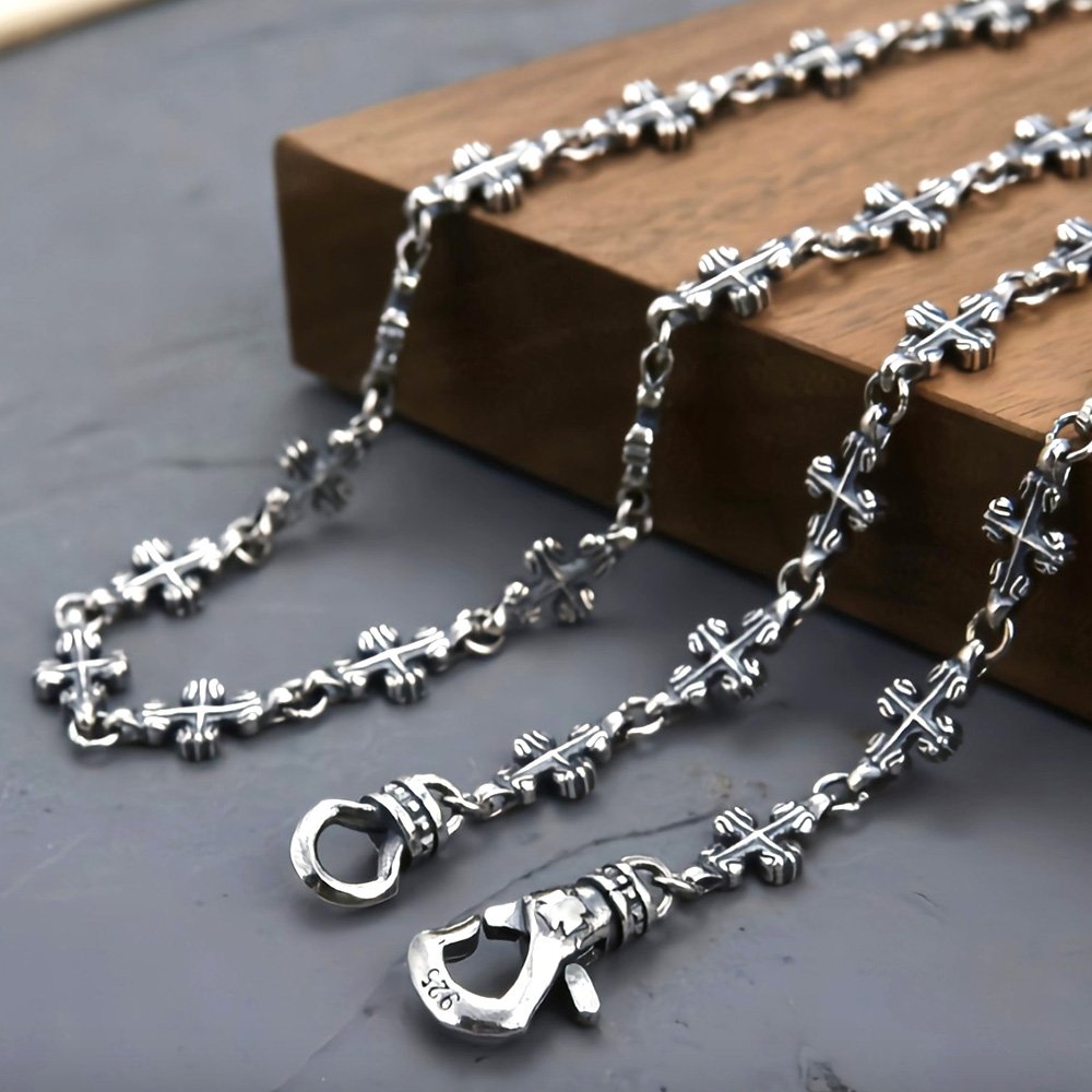 6 mm Men's Sterling Silver Cross Link Chain - Jewelry1000.com