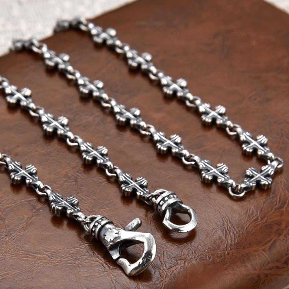 6 mm Men's Sterling Silver Cross Link Chain 18”-26"