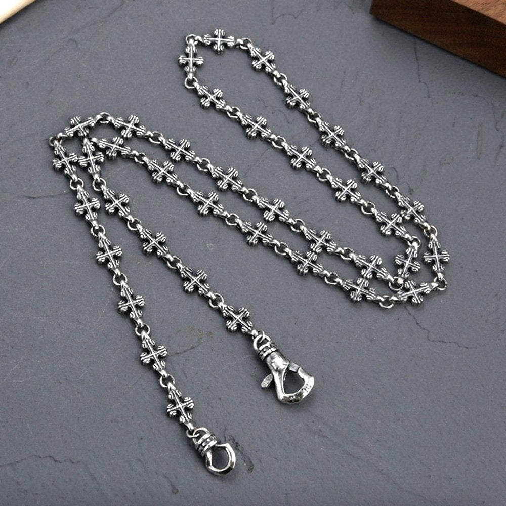 6 mm Men's Sterling Silver Cross Link Chain 18”-26"