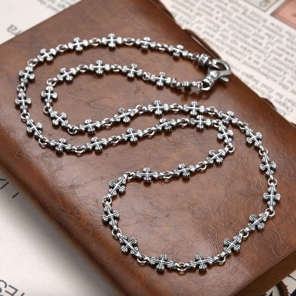 Silver925 CROSS-LINK CHAIN NECKLACE 【新品】 6 mm Men's Sterling Silver Cross Link Chain - Jewelry1000.com