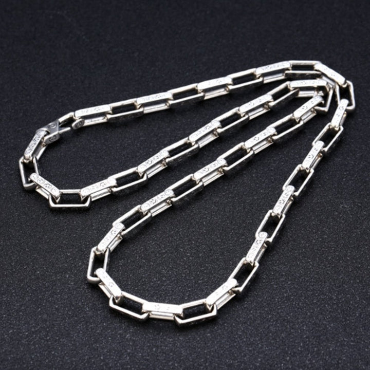 8 mm Men's Sterling Silver Smiley Rectangle Link Chain 18”-24”