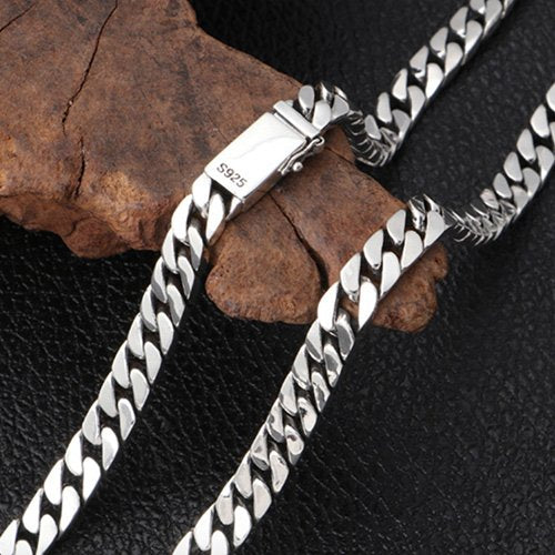 8 mm Men's Sterling Silver Curb Chain 22”-26”