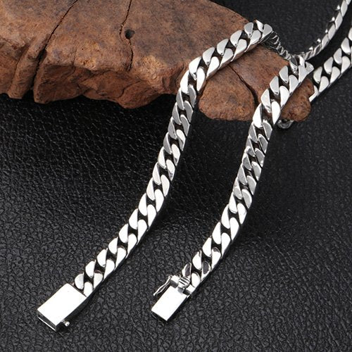 8 mm Men's Sterling Silver Curb Chain 22”-26”