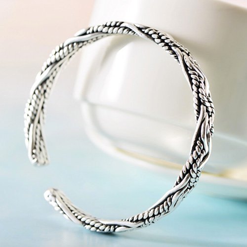 Fine Silver Braided Cuff Bracelet