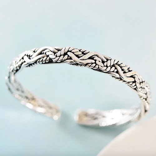 Fine Silver Braided Cuff Bracelet