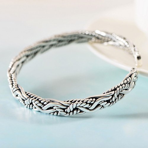 Fine Silver Braided Cuff Bracelet