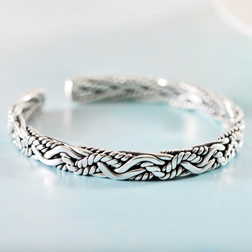 Fine Silver Braided Cuff Bracelet