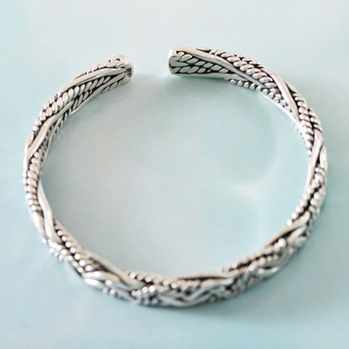 Fine Silver Braided Cuff Bracelet