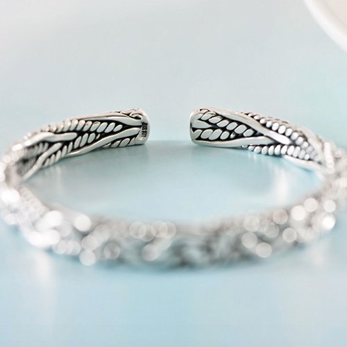 Fine Silver Braided Cuff Bracelet