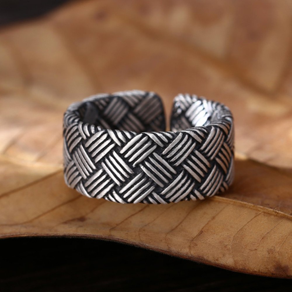 Fine Silver Braided Pattern Pinky Ring