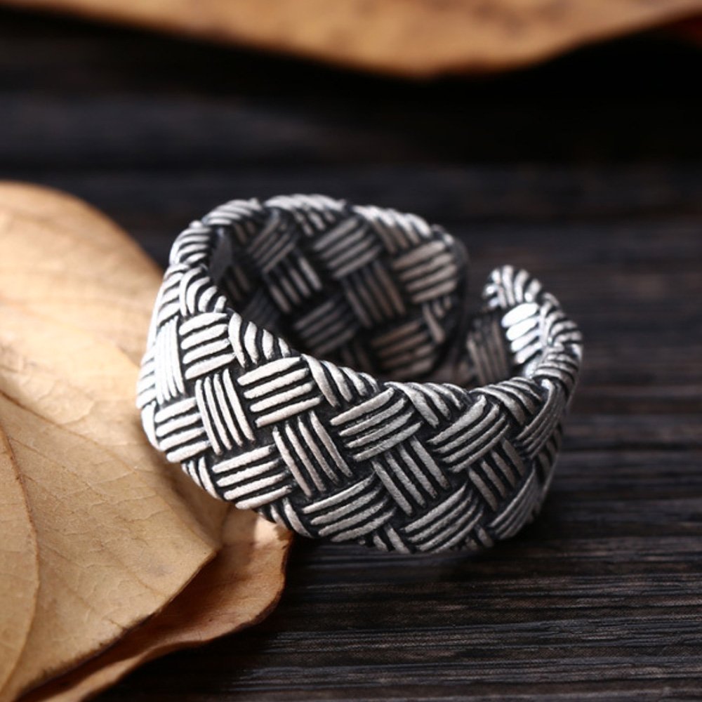 Fine Silver Braided Pattern Pinky Ring