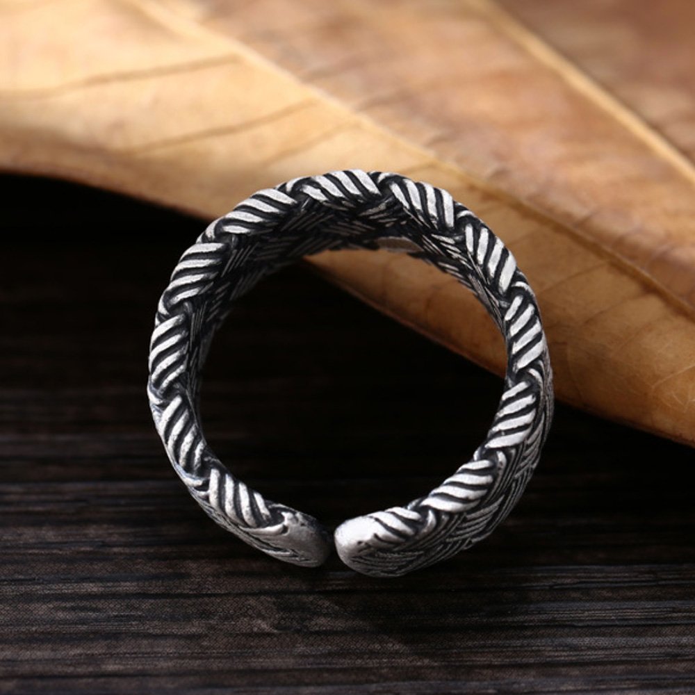 Fine Silver Braided Pattern Pinky Ring