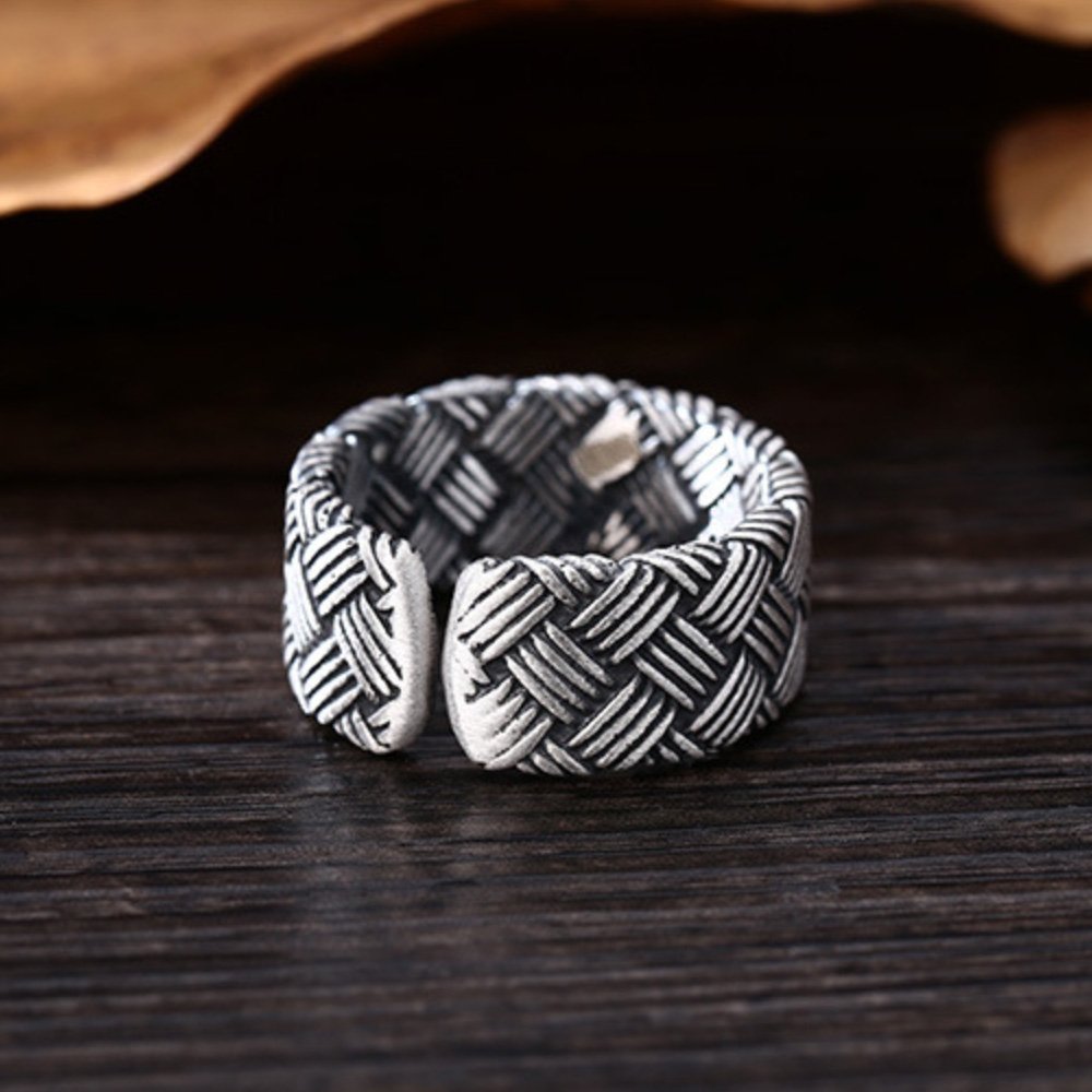 Fine Silver Braided Pattern Pinky Ring