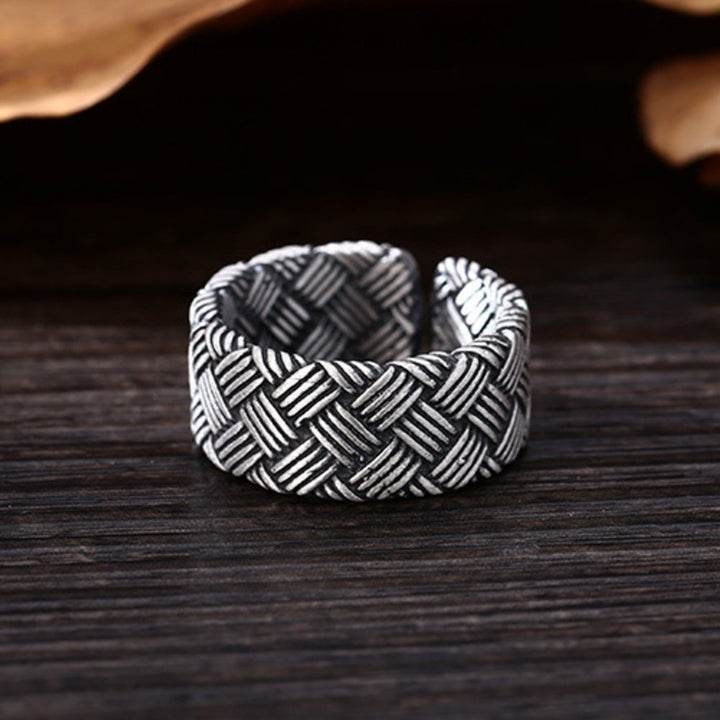 Fine Silver Braided Pattern Pinky Ring