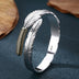 Fine Silver Feather Bangle Bracelet
