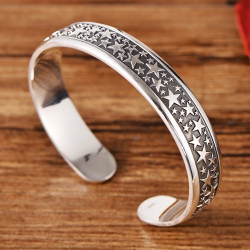 Fine Silver Stars Cuff Bracelet