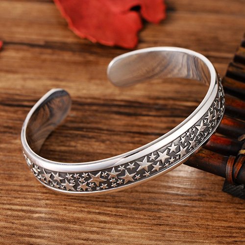 Fine Silver Stars Cuff Bracelet