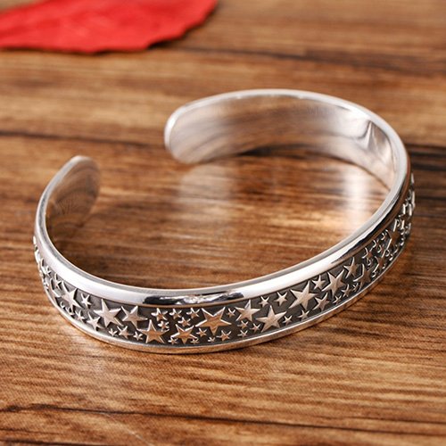 Fine Silver Stars Cuff Bracelet