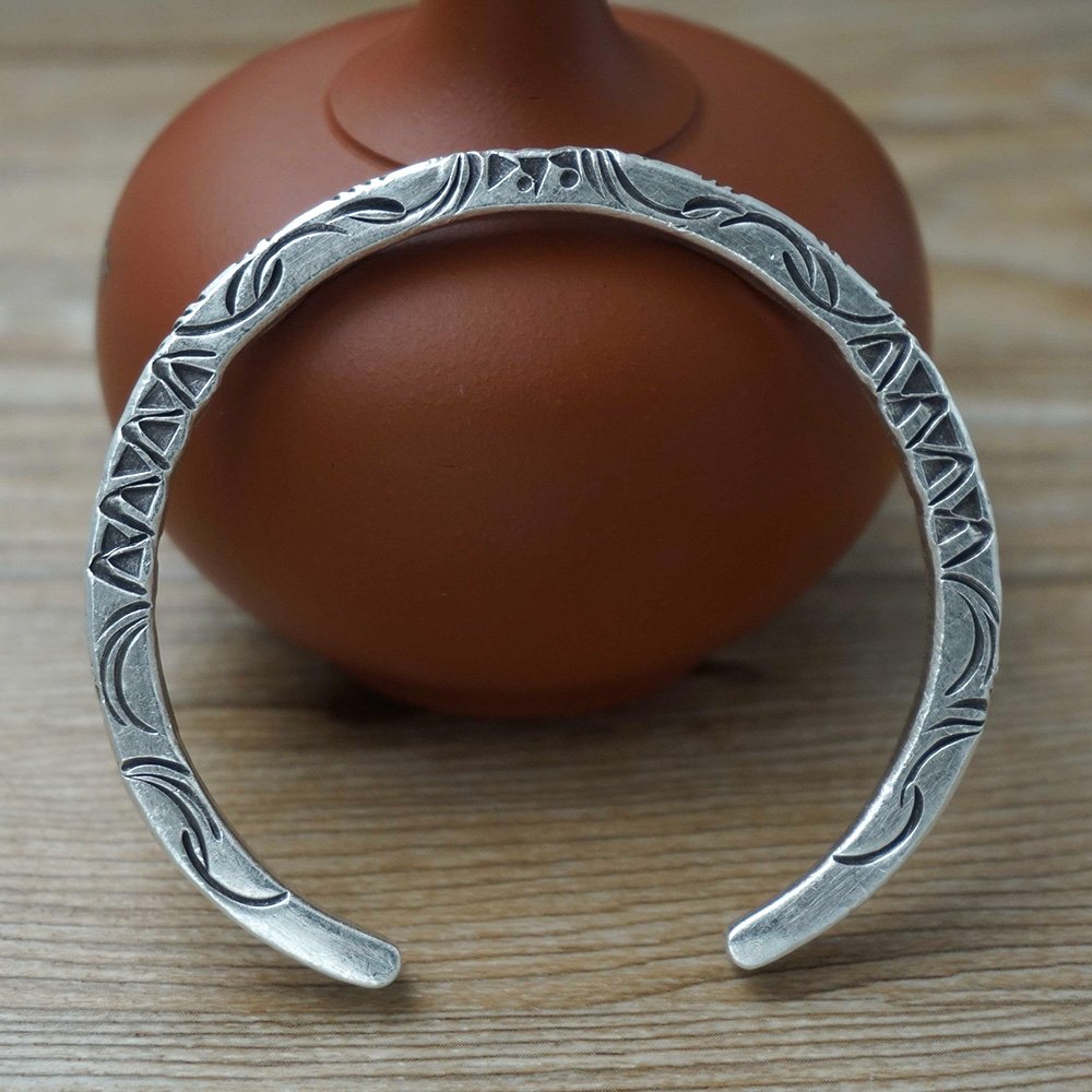 Fine Silver Totem Square Cuff Bracelet