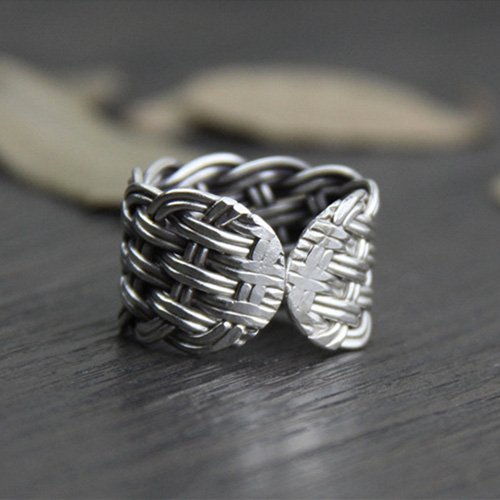 Fine Silver Wide Braided Wrap Ring