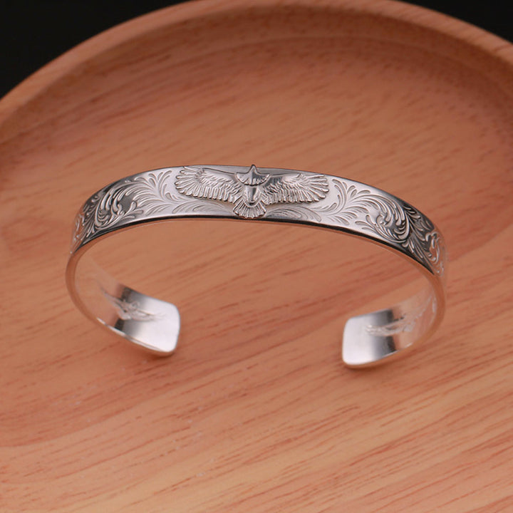 Handmade Sterling Silver Eagle Cuff Bracelet for Men