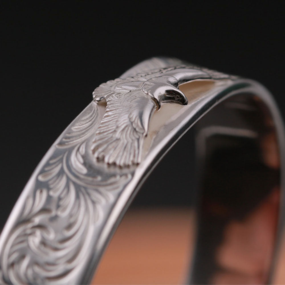 Handmade Sterling Silver Eagle Cuff Bracelet for Men