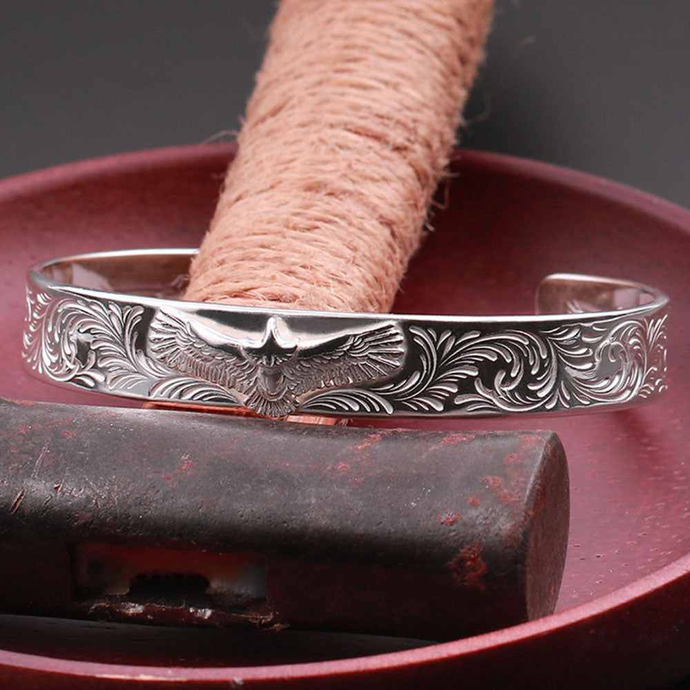 Handmade Sterling Silver Eagle Cuff Bracelet for Men